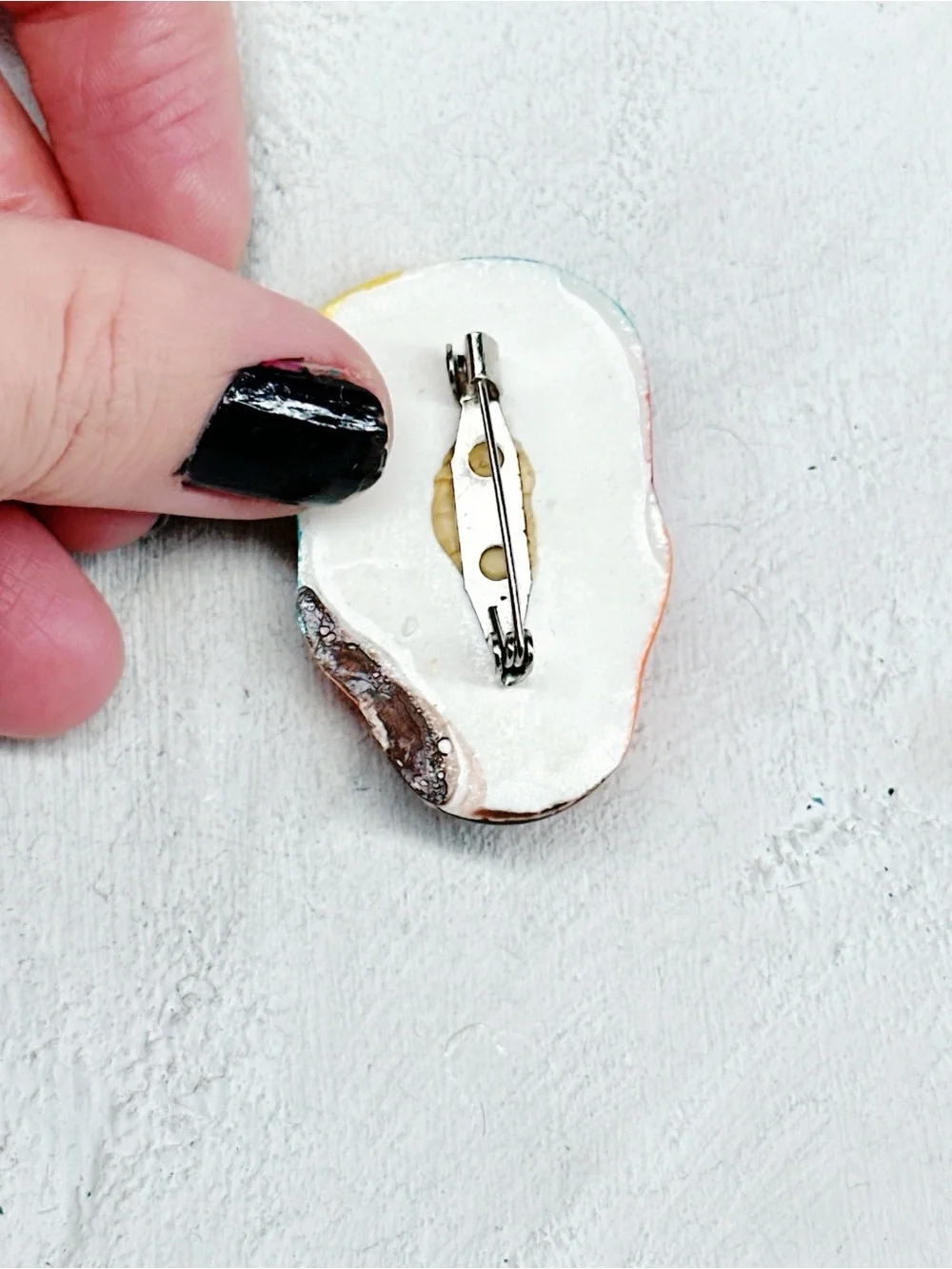 330u. Ceramic Manface Brooch Handmade